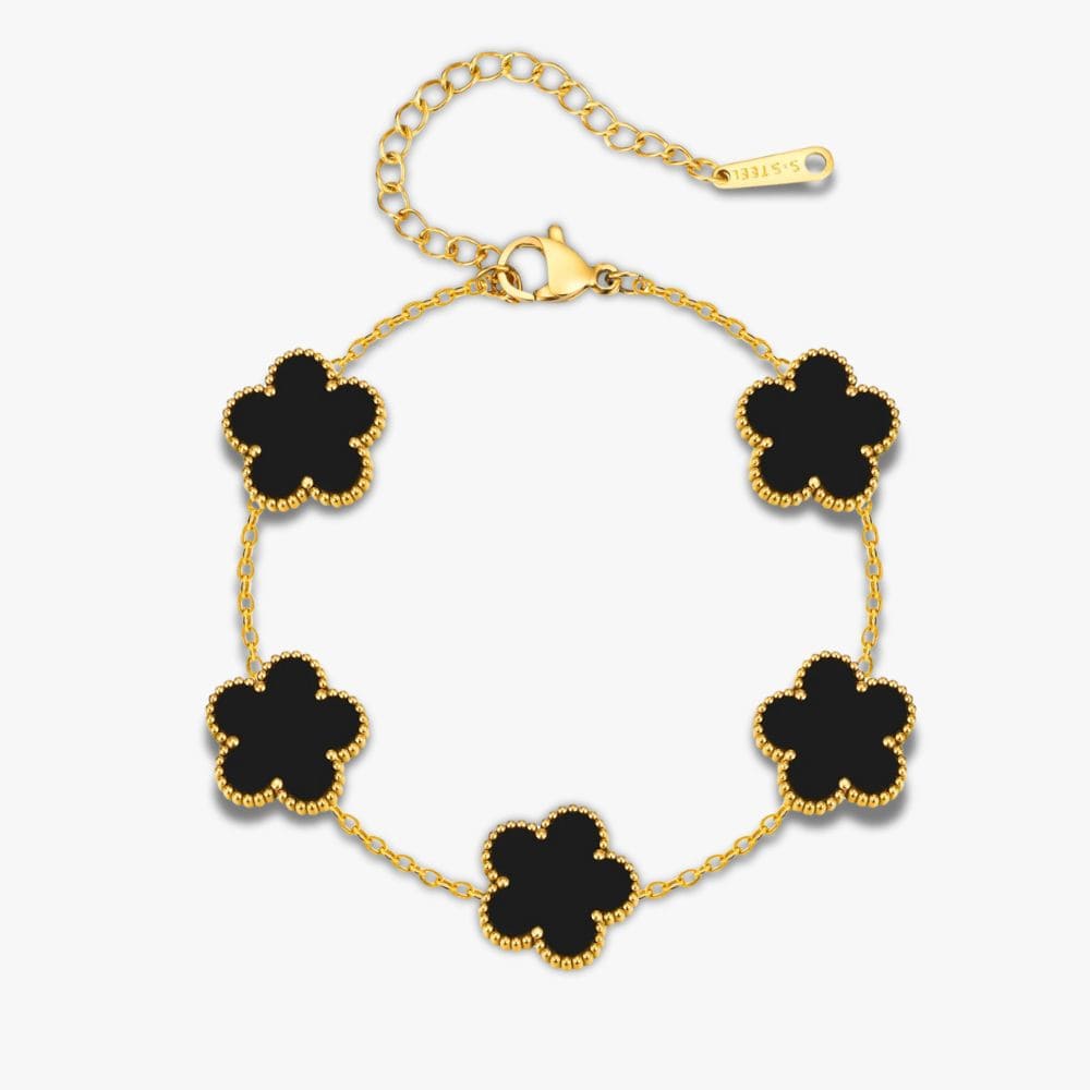 Glücksarmband Damen mit Kleeblatt-Anhänger aus Edelstahl