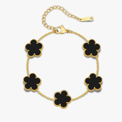 Glücksarmband Damen mit Kleeblatt-Anhänger aus Edelstahl