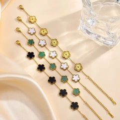 Vierblättriges Kleeblatt-Armband in Gold