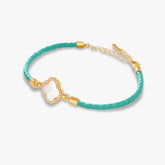 Vierblatt-Kleeblatt Armband aus Leder für Damen