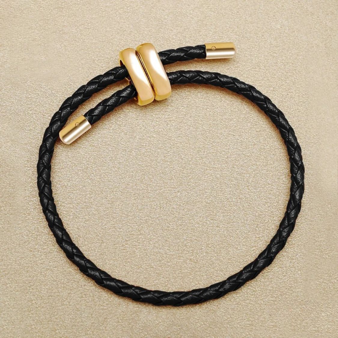 Charme-Armband Leder - Schwarz