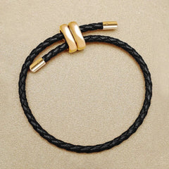 Charme-Armband Leder - Schwarz