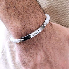 Herren Armband - Gravur & Perlen