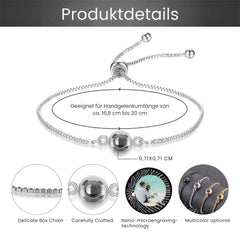 Verstellbares Edelstahl Damenarmband mit Projektion und Foto