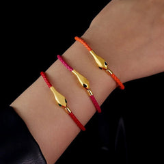 Geflochtenes Damenarmband mit Kupfer-Schlange