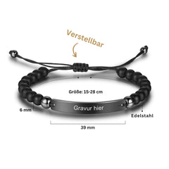 Herren Armband - Gravur & Perlen