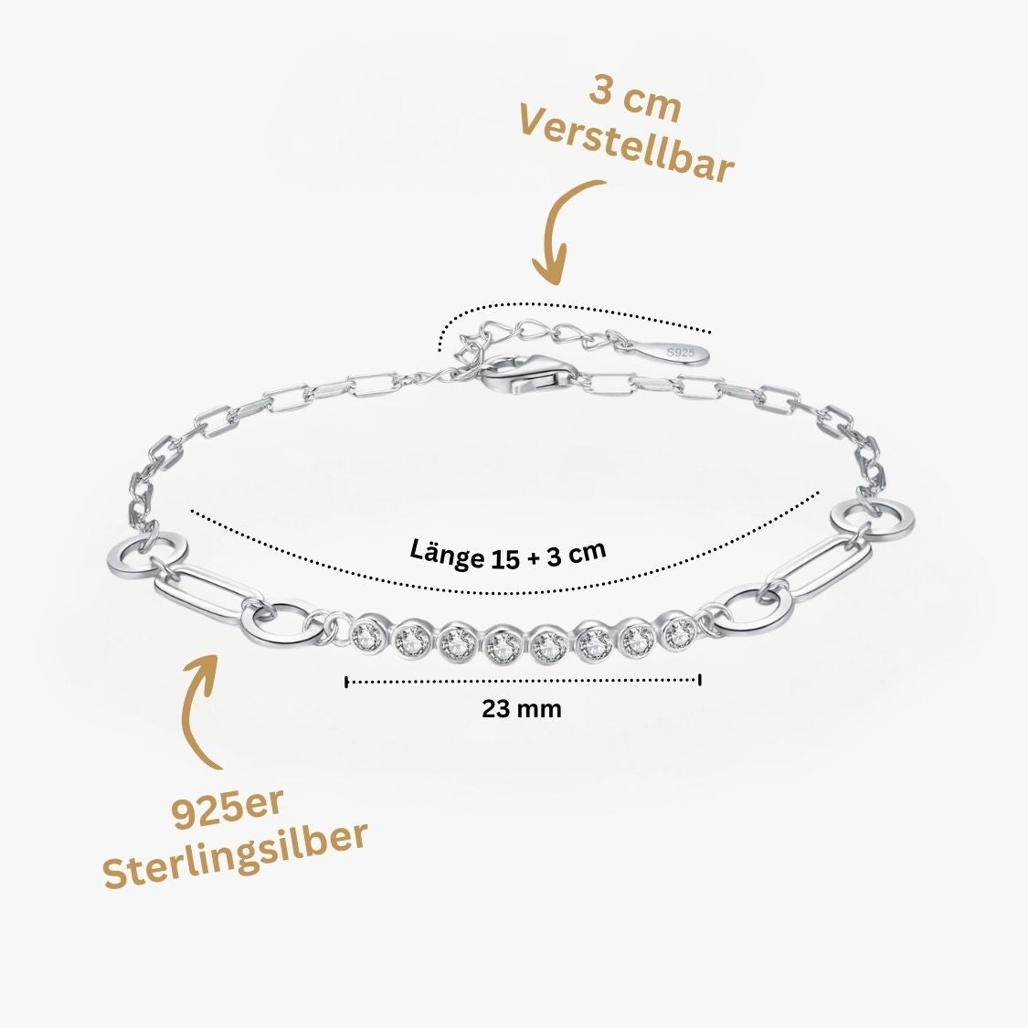 Silberarmband - Glitzernde Zirkonia & Verstellbar