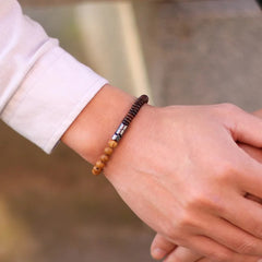 Coconut & Tigerauge Armband - Sandstein