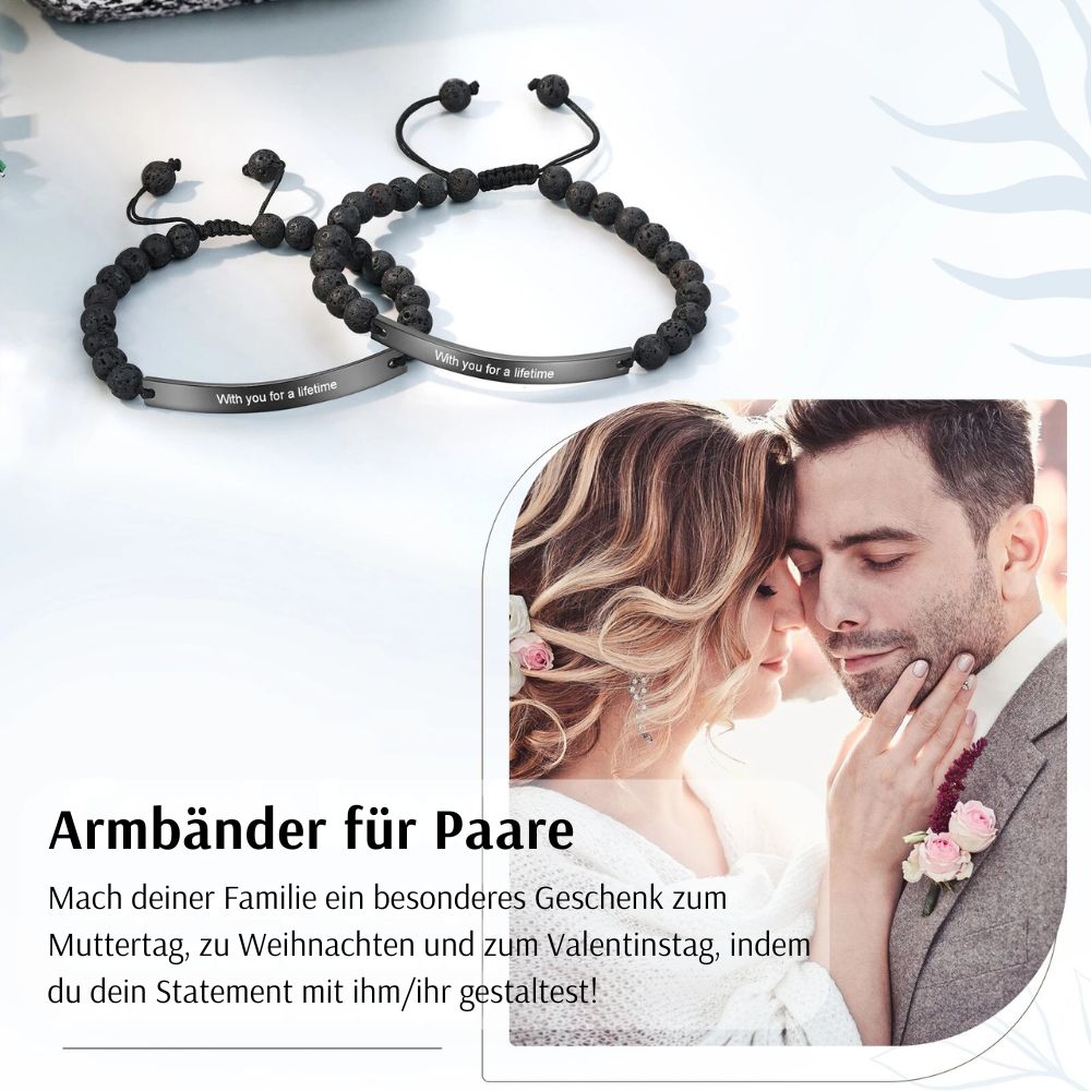 Lava-Armband - Namensgravur & Perlen