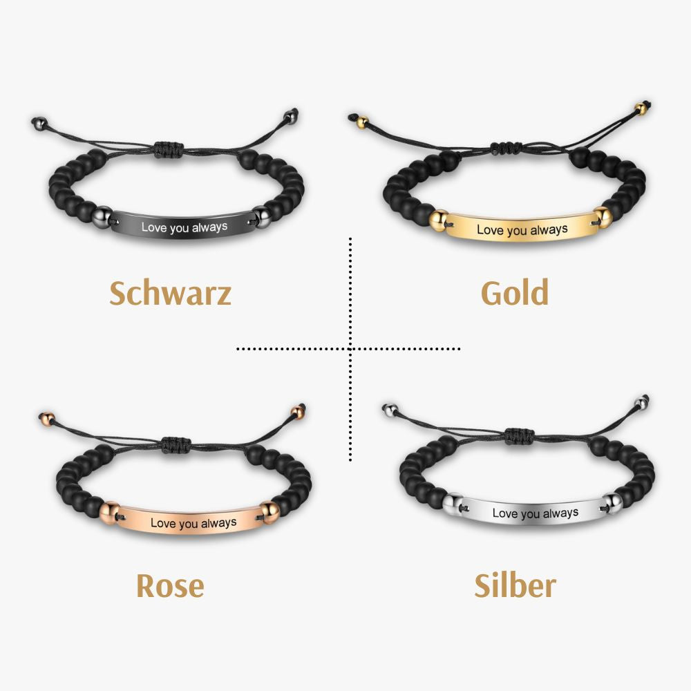 Herren Armband - Gravur & Perlen