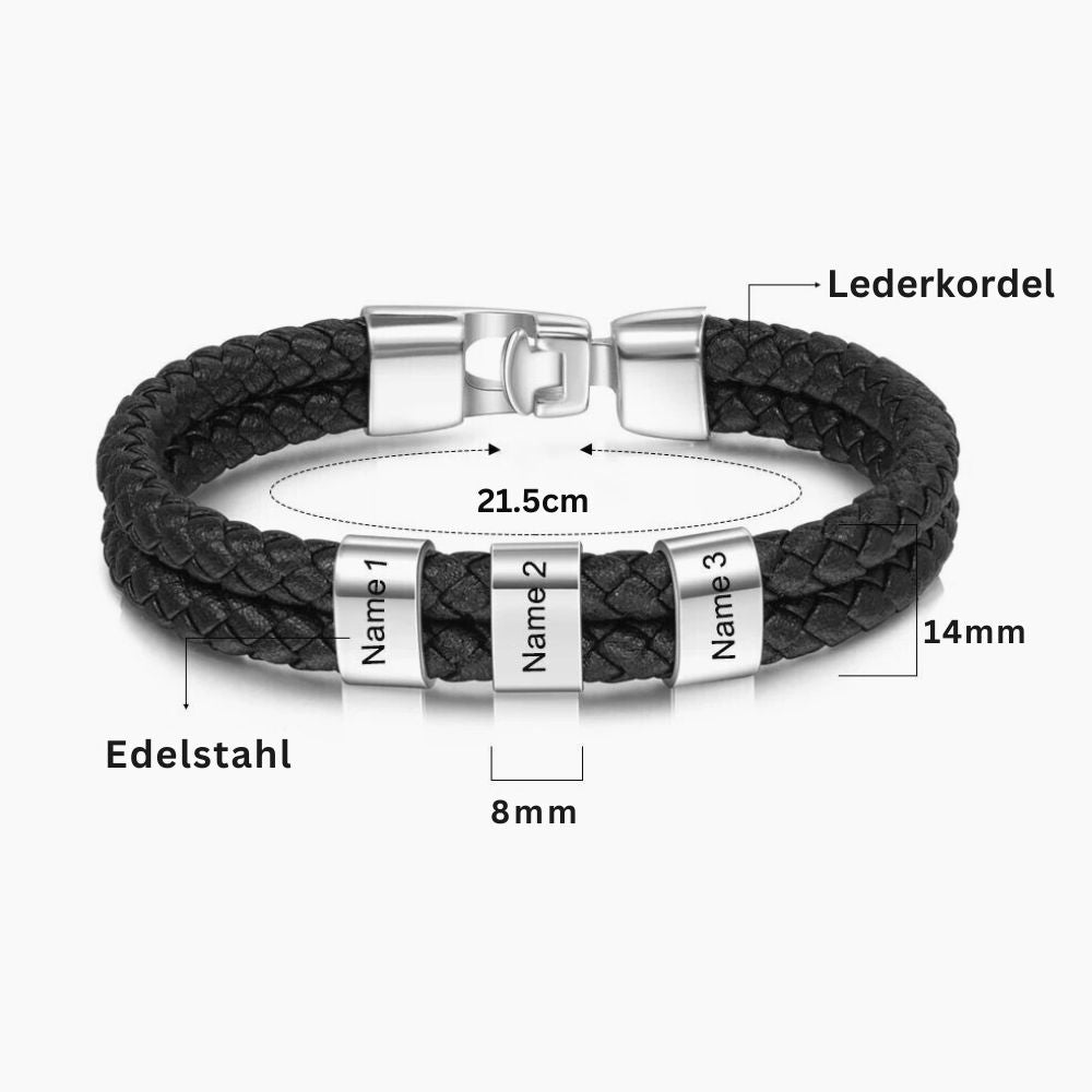 Familienarmband - Leder & Namensgravur